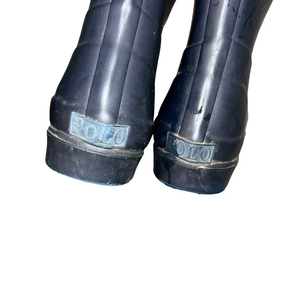 Polo Ralph Lauren navy blue rubber rain boots KIDS 4